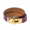Hermes Kelly Double Tour Purple Leather Bracelet S For Women -Deals Hermes Store luxury women hermes used accessories p317017 003