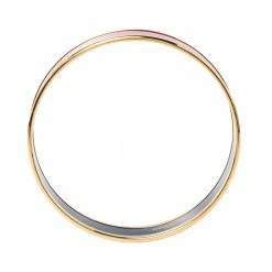 Hermes Caleche Red Enamel Gold Plated Bangle Bracelet For Women -Deals Hermes Store luxury women hermes used accessories p320259 005