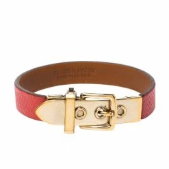 Hermes Hermès Java 10 Rose Jaipur Calfskin Gold Plated Bracelet S For Women