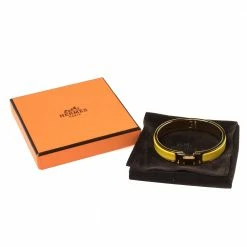 Hermes Clic H Yellow Enamel Gold Plated Narrow Bracelet For Women -Deals Hermes Store luxury women hermes used accessories p320743 001