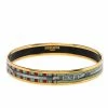 Hermes Multi Color Enamel Gold Plated Bangle Bracelet For Women