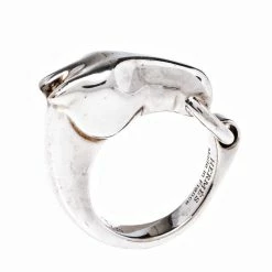 Hermes Hermès Sterling Silver Galop Ring Size EU 52 For Women