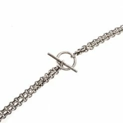 Hermes Hermès Sterling Silver Galop Necklace MM For Women -Deals Hermes Store luxury women hermes used accessories p320975 004