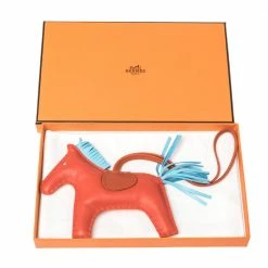 Hermes Feu/Fotiron/Blue Azur Leather GriGri Rodeo Horse Bag Charm MM For Women -Deals Hermes Store luxury women hermes used accessories p321406 004