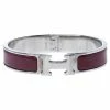Hermes Clic H Rouge De Chine Palladium Plated Narrow Bracelet PM For Women