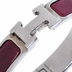 Hermes Clic H Rouge De Chine Palladium Plated Narrow Bracelet PM For Women -Deals Hermes Store luxury women hermes used accessories p322848 005