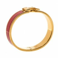 Hermes Clic H Red Enamel Gold Plated Narrow Bracelet PM For Women 10 Hermes Clic H Red Enamel Gold Plated Narrow Bracelet PM For Women -Deals Hermes Store luxury women hermes used accessories p323657 005