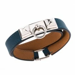Hermes Rivale Teal Green Leather Double Tour Bracelet XS For Women -Deals Hermes Store luxury women hermes used accessories p324248 001
