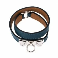 Hermes Rivale Teal Green Leather Double Tour Bracelet XS For Women -Deals Hermes Store luxury women hermes used accessories p324248 007