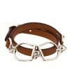 Hermes Hermès Brown Leather Etrier Double Tour Bracelet T1 For Women -Deals Hermes Store luxury women hermes used accessories p325773 001