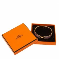 Hermes Clic H Rose Dragee Enamel Gold Plated Narrow Bracelet PM For Women -Deals Hermes Store luxury women hermes used accessories p325777 001