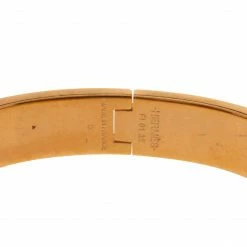 Hermes Clic H Rose Dragee Enamel Gold Plated Narrow Bracelet PM For Women -Deals Hermes Store luxury women hermes used accessories p325777 007