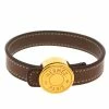 Hermes Brown Leather Looping Gold Plated Bracelet M For Women -Deals Hermes Store luxury women hermes used accessories p325905 001