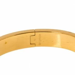 Hermes Clic H Black Enamel Gold Plated Narrow Bracelet GM For Women -Deals Hermes Store luxury women hermes used accessories p328902 004