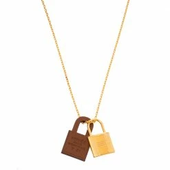 Hermes Hermès Brown Leather Small O'Kelly Pendant Necklace For Women