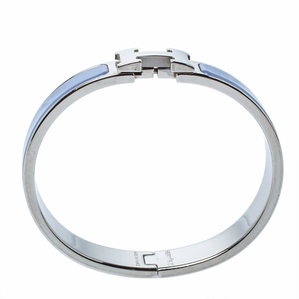 Hermes Hermès Clic H Enamel Palladium Plated Narrow Bracelet GM For Women 6 Hermes Hermès Clic H Enamel Palladium Plated Narrow Bracelet GM For Women - Image 4