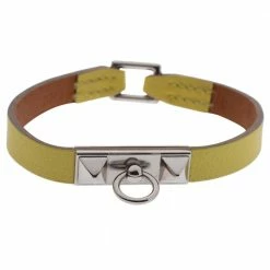 Hermes Hermès Micro Rivale Leather Palladium Plated Bracelet S For Women