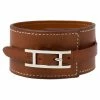 Hermes Hermès Tan Brown Leather Wide Hapi Bracelet M For Women -Deals Hermes Store luxury women hermes used accessories p337241 001