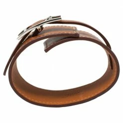 Hermes Hermès Tan Brown Leather Wide Hapi Bracelet M For Women -Deals Hermes Store luxury women hermes used accessories p337241 003