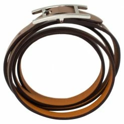 Hermes Hermès Taupe Leather Hapi Quad Tour Wrap Bracelet M For Women -Deals Hermes Store luxury women hermes used accessories p339270 007