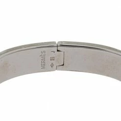 Hermes Hermès Clic H Blue Enamel Palladium Plated Narrow Bracelet PM For Women -Deals Hermes Store luxury women hermes used accessories p339277 001
