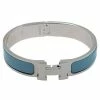 Hermes Hermès Clic H Blue Enamel Palladium Plated Narrow Bracelet PM For Women -Deals Hermes Store luxury women hermes used accessories p339277 007