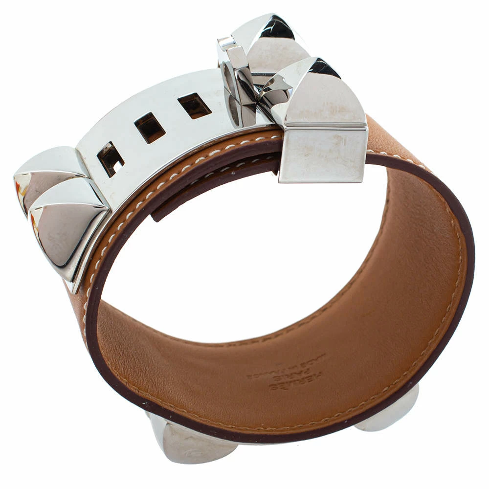 Hermes Hermès Collier De Chien Tan Brown Leather Cuff Bracelet For Women 7 Hermes Hermès Collier De Chien Tan Brown Leather Cuff Bracelet For Women - Image 5