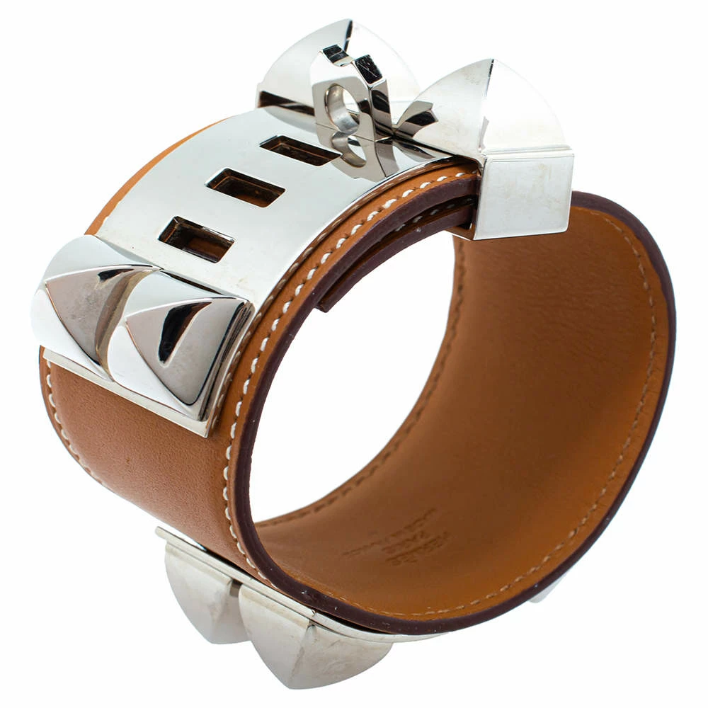 Hermes Hermès Collier De Chien Tan Brown Leather Cuff Bracelet For Women 4 Hermes Hermès Collier De Chien Tan Brown Leather Cuff Bracelet For Women - Image 2