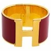 Hermes Hermès Clic Clac H Red Enamel Gold Plated Extra Wide Bracelet For Women -Deals Hermes Store luxury women hermes used accessories p339352 008
