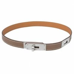 Hermes Kelly Leather Palladium Plated Choker Necklace For Women