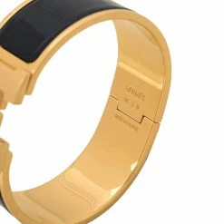 Hermes Clic Clac H Blue Enamel Gold Plated Bracelet PM For Women -Deals Hermes Store luxury women hermes used accessories p340102 001