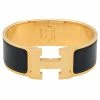 Hermes Clic Clac H Blue Enamel Gold Plated Bracelet PM For Women -Deals Hermes Store luxury women hermes used accessories p340102 003