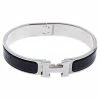 Hermes Hermès Clic H Black Enamel Palladium Plated Narrow Bracelet GM For Women -Deals Hermes Store luxury women hermes used accessories p341522 001