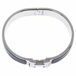 Hermes Hermès Clic H Black Enamel Palladium Plated Narrow Bracelet GM For Women -Deals Hermes Store luxury women hermes used accessories p341522 002