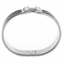 Hermes Hermès Clic H Black Enamel Palladium Plated Narrow Bracelet GM For Women -Deals Hermes Store luxury women hermes used accessories p341522 003