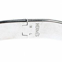 Hermes Hermès Clic H Black Enamel Palladium Plated Narrow Bracelet GM For Women -Deals Hermes Store luxury women hermes used accessories p341522 005