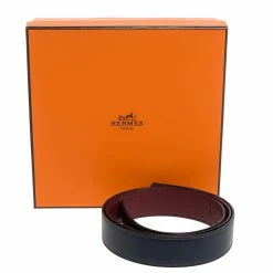 Hermes Blue Indigo/Rogue Leather Reversible Belt Strap 90CM For Women -Deals Hermes Store luxury women hermes used accessories p348547 001