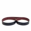 Hermes Blue Indigo/Rogue Leather Reversible Belt Strap 90CM For Women