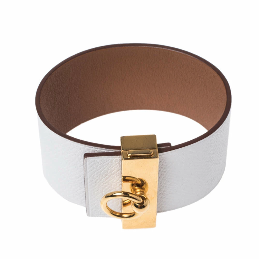 Hermes Hermès Bicolor Leather Gold Plated Illusion Bracelet For Women 7 Hermes Hermès Bicolor Leather Gold Plated Illusion Bracelet For Women - Image 5