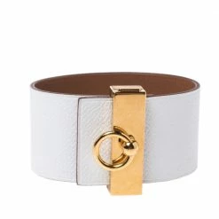 Hermes Hermès Bicolor Leather Gold Plated Illusion Bracelet For Women