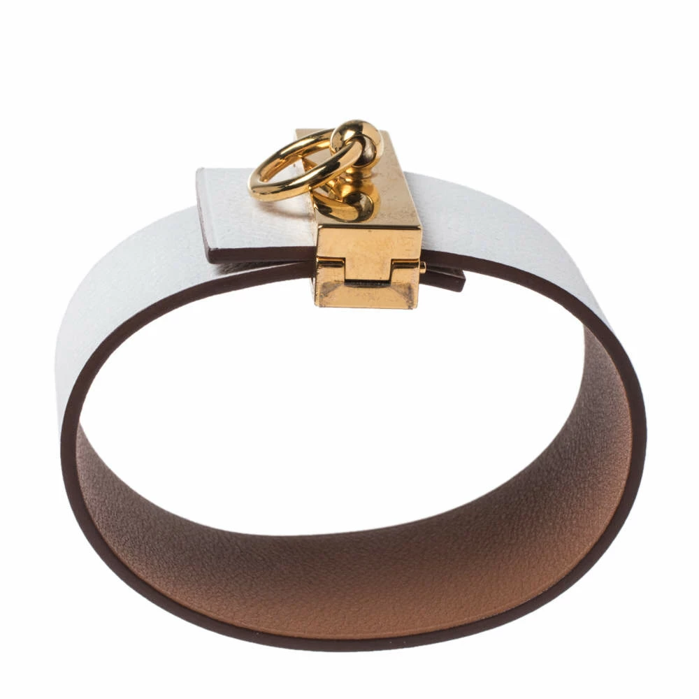 Hermes Hermès Bicolor Leather Gold Plated Illusion Bracelet For Women 6 Hermes Hermès Bicolor Leather Gold Plated Illusion Bracelet For Women - Image 4
