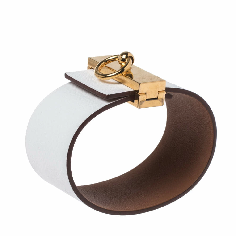 Hermes Hermès Bicolor Leather Gold Plated Illusion Bracelet For Women 4 Hermes Hermès Bicolor Leather Gold Plated Illusion Bracelet For Women - Image 2