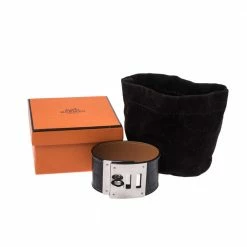 Hermes Hermès Black Alligator Leather Kelly Dog Cuff Bracelet For Women -Deals Hermes Store luxury women hermes used accessories p348809 001