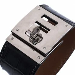 Hermes Hermès Black Alligator Leather Kelly Dog Cuff Bracelet For Women -Deals Hermes Store luxury women hermes used accessories p348809 007
