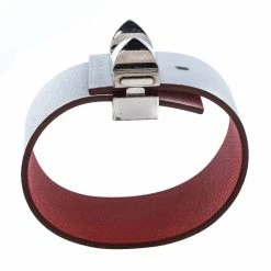 Hermes Hermès Bicolor Leather Palladium Plated Illusion Bracelet PM For Women -Deals Hermes Store luxury women hermes used accessories p348814 002