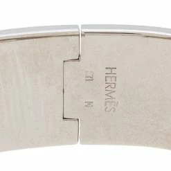 Hermes Hermès Clic Clac H Yellow Enamel Palladium Plated Wide Bracelet PM For Women -Deals Hermes Store luxury women hermes used accessories p349119 004