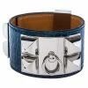Hermes Hermès Blue Alligator Leather Collier De Chien Cuff Bracelet S For Women -Deals Hermes Store luxury women hermes used accessories p349130 003