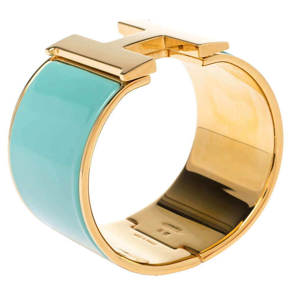 Hermes Hermès Clic Clac H Mint Green Enamel Gold Plated Extra Wide Bracelet PM For Women 4 Hermes Hermès Clic Clac H Mint Green Enamel Gold Plated Extra Wide Bracelet PM For Women - Image 2