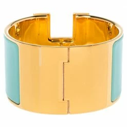 Hermes Hermès Clic Clac H Mint Green Enamel Gold Plated Extra Wide Bracelet PM For Women 15 Hermes Hermès Clic Clac H Mint Green Enamel Gold Plated Extra Wide Bracelet PM For Women -Deals Hermes Store luxury women hermes used accessories p349142 003