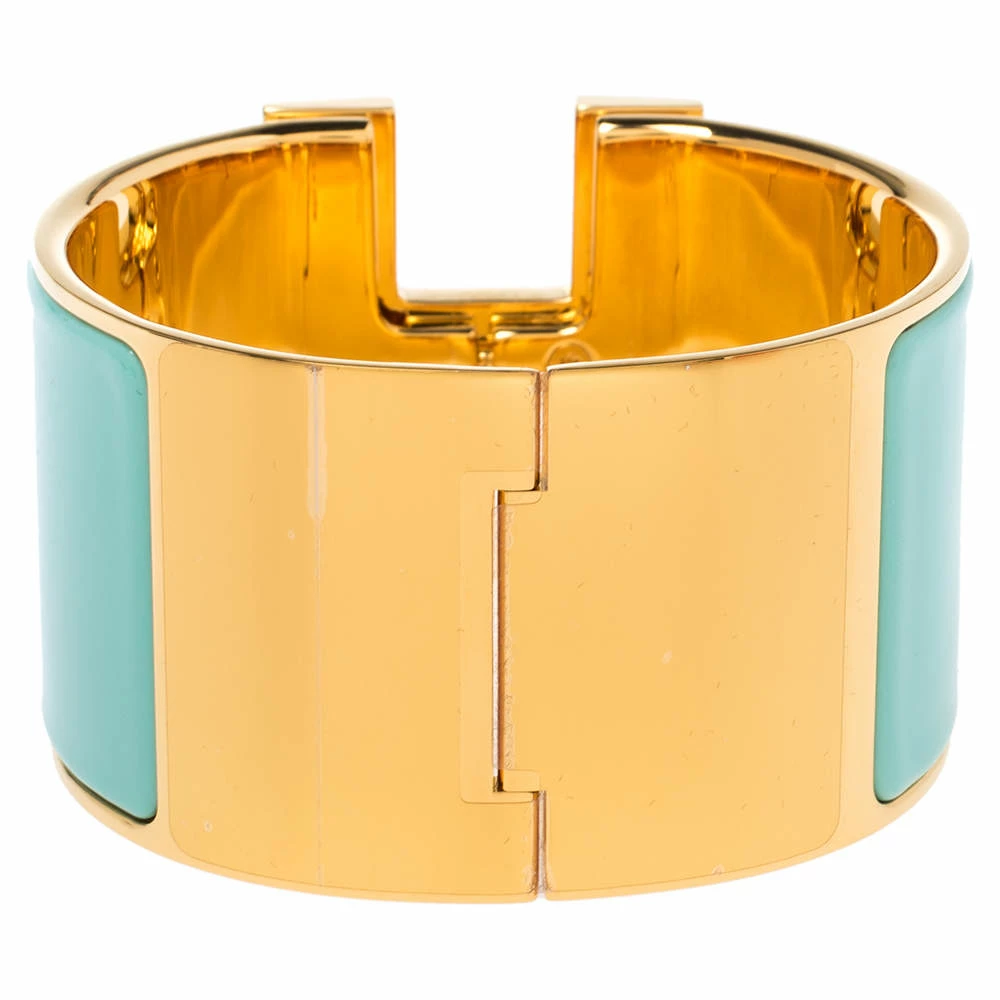 Hermes Hermès Clic Clac H Mint Green Enamel Gold Plated Extra Wide Bracelet PM For Women 8 Hermes Hermès Clic Clac H Mint Green Enamel Gold Plated Extra Wide Bracelet PM For Women - Image 6